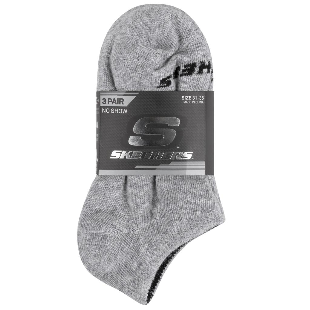 Skechers 3pk Unisex Non Terry No Show, Unisex grey Socks