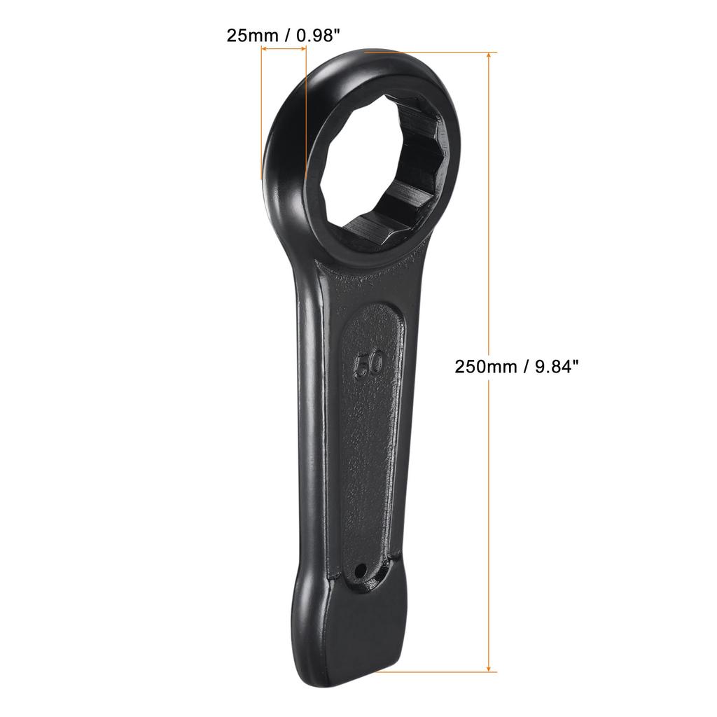Uxcell 50mm Box End Striking Ring and Durable Steel Single Head Spanner Hand Tool Wrench, Wear-Resistant High-Strength