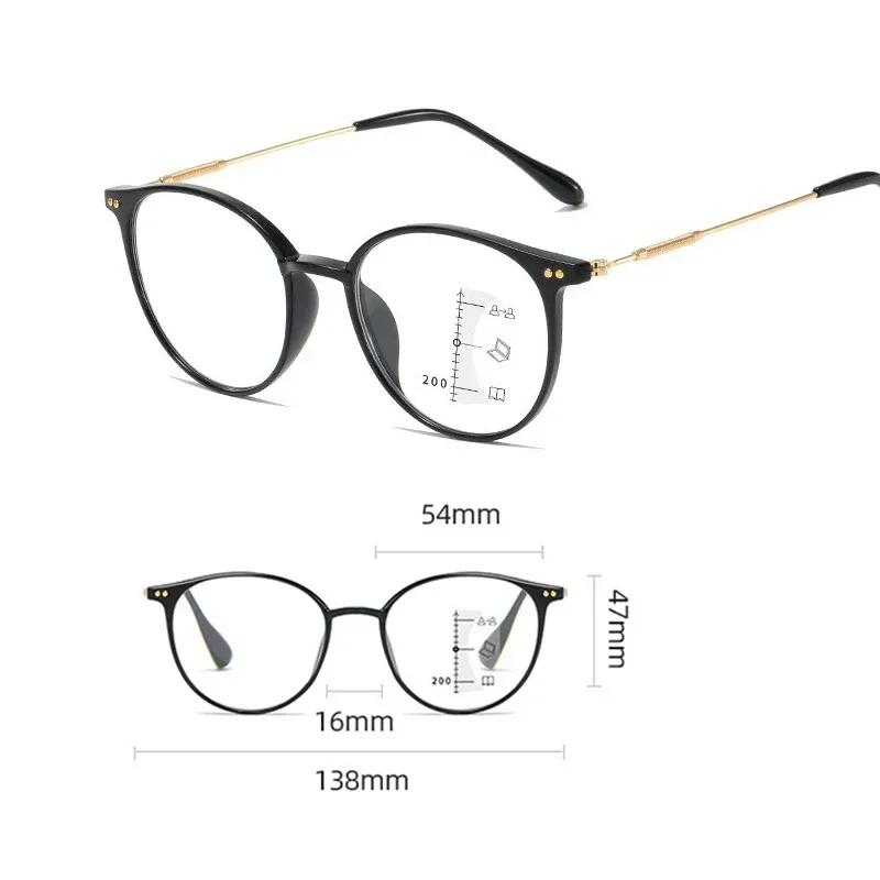 Fashion Trend Multifocal Reading Glasses Vintage Women Men Near Far Sight Eyeglasses Optical Bifocal Hyperopia Glasses 0 To +4.0