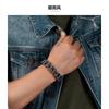Stainless Steel Cycling Chain Bracelet Men Retro Punk Rock Biker Style Geometric Design Adjustable Length