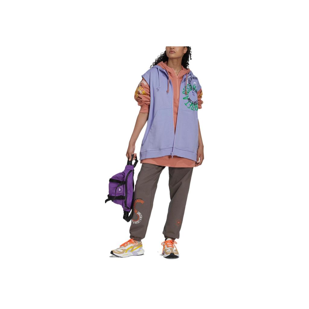 Adidas Logo Print Zip-Up Hoodie Unisex Hoodie Purple IB5904