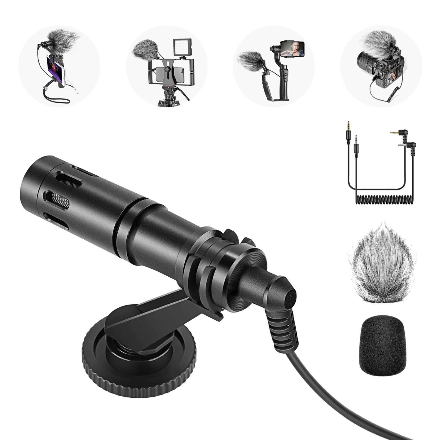 

Neewer CM14 Microphone for Phone, Mini On-Camera Video Microphone Compatible with iPhone/Android Phone/DSLR Camera/Camcorder