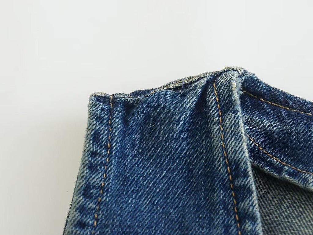 2024 Winter Women's European & American Style Fashionable Casual Denim V-Neck Sleeveless Vest