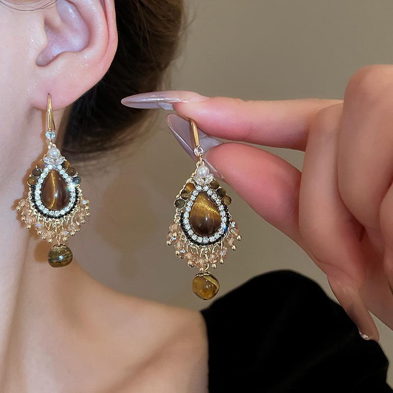 European and American Exaggerated Heavy-duty Crystal Tassel Earrings for Women, Elegant and Sophisticated Earrings, Trendy New Bestsellers