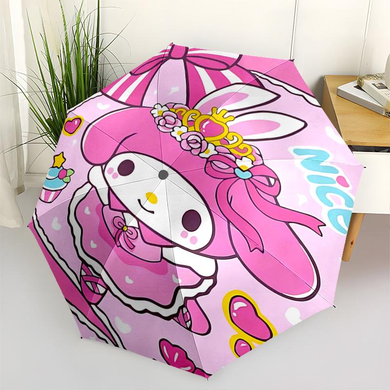 

1pc My Melody Automatic Opening/Closing Umbrella - Portable Tri-Fold Design, 8-Bone Iron Frame Outdoor Umbrella, Perfect Festival Gift for Fans, Trave