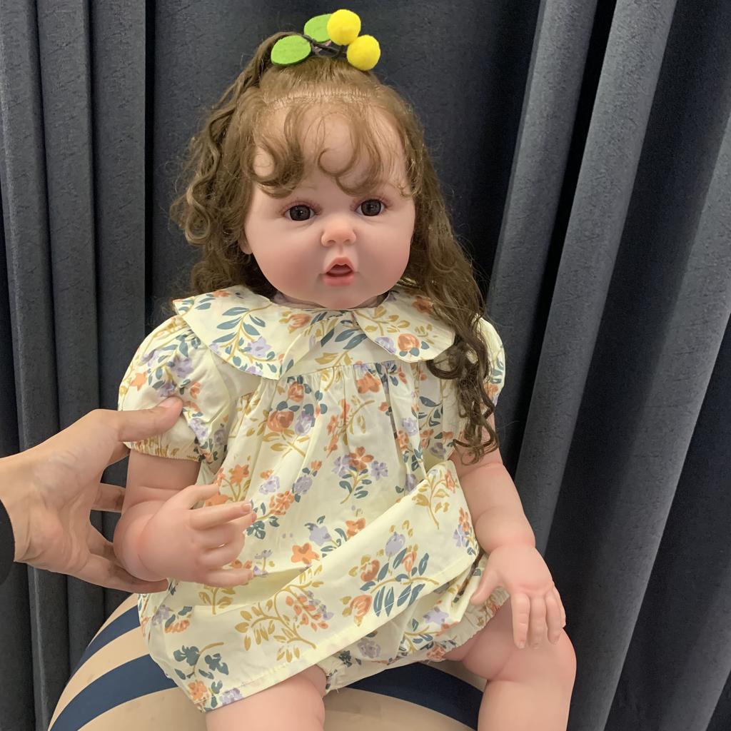 BZDOLL Reborn Baby Long Hair Doll Toy 3D Paint Skin with Vein Vinyl for Girl 60 CM 24 Inch Princess Toddler Art Bebe Birthday Gift