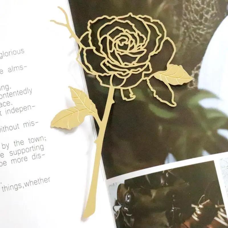 Rose Bookmark Metal Hollow Delicate Book Marks for Men Women Adults Gifts Books Paper Office Supplies