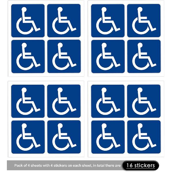 dealzEpic - Wheelchair Sign Handicapped Disabled Sign | Self Adhesive Vinyl Decal Sticker - 4x4 cm (1.57x1.57 inches)