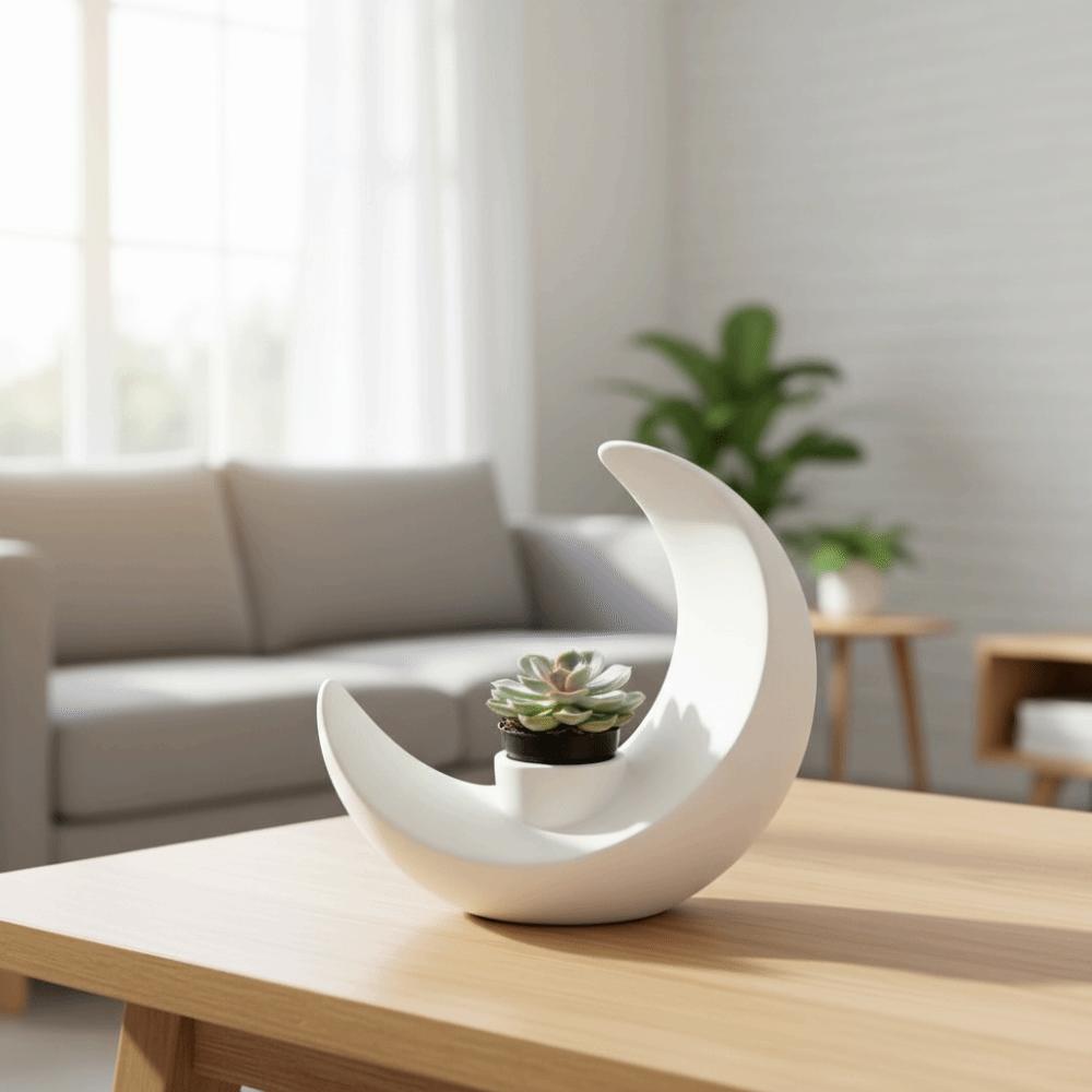 Creative Modern Moon-Shaped Flower Pots Decorative Plastic 3D Printed Moon Vases Minimalist Decorative Flower Vase Living Room