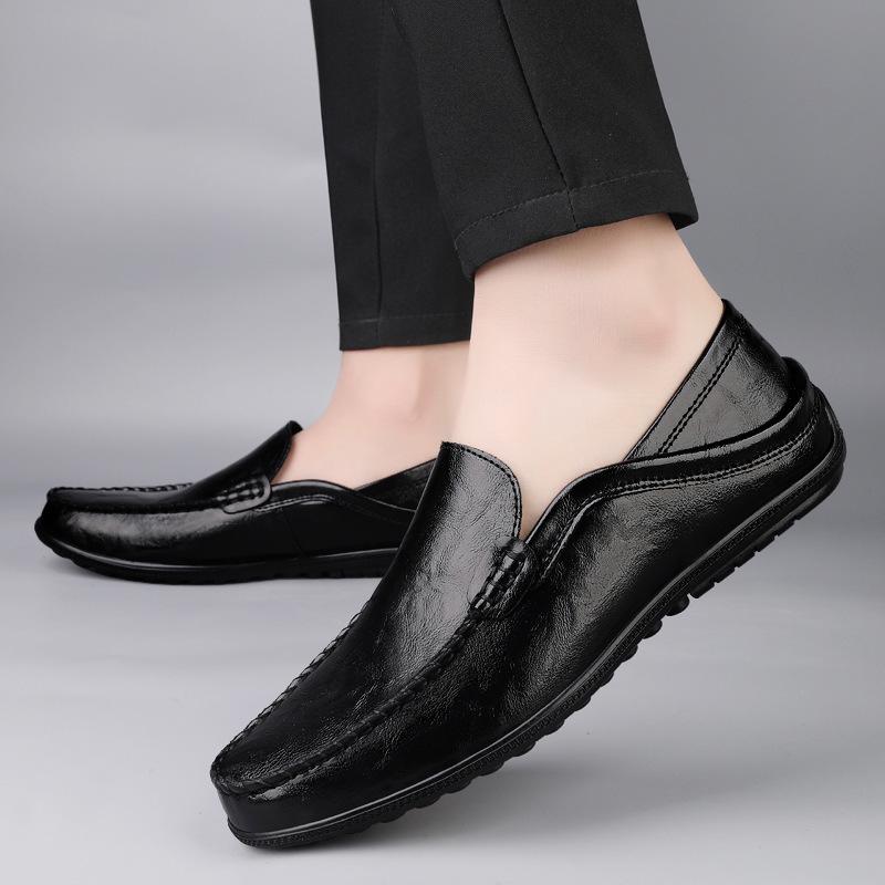 Men's Large-Size Driving Loafers with Collapsible Heel - Soft Leather Casual Shoes