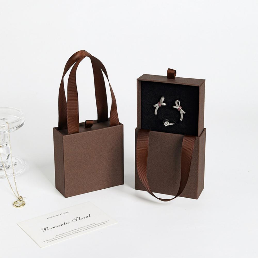 

Handheld Drawer Jewelry Box Portable Ring Earrings Necklace Gifts Packageing Box Wedding Valentine s Day Jewelry Case for Women кавовий