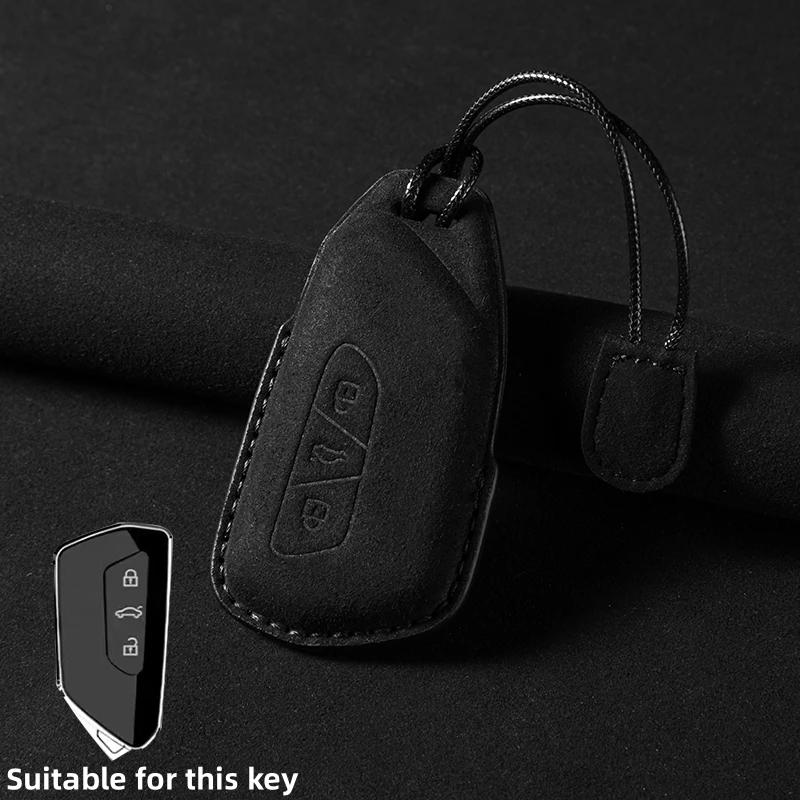 

Leather Car Key Case Cover For Volkswagen Golf 8 MK8 ID.3 ID.4 Cupra Skoda Octavia A8 SEAT Leon MK4 2020 2021 Formentor Tarraco чёрный
