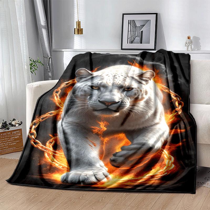 1pc Leopard Printing Lightweight Flannel Blanket, Comfortable and Warm Blanket, for Camping Sofa Bed and Couch Office, Gift