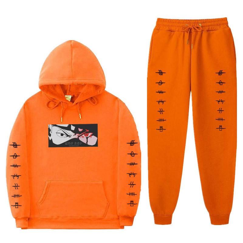 Naruto Kakashi Hooded Fleece Sweatshirt Set Unisex Casual Winter Outfit Long Sleeve Tracksuit