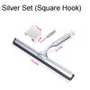 Squeegee All-Purpose Silicone Scrape Wall-mounted Stainless Steel Handle Wiper with Hook for Kitchen Bathroom Window Glass Clean
