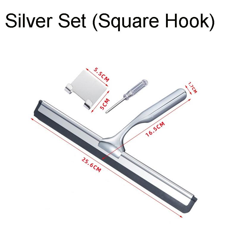 

T Design Aluminum Shower Squeegee with Silicone Brush for Bathroom Door Mirror Car Glass with Hook Scraper Cleaner Gold