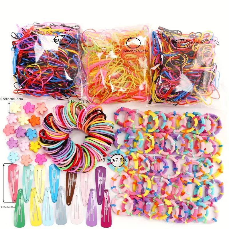 Set mit 1000 süßen elastischen Haarringen und Haarnadeln – geeignet für Frühling, Sommer, Herbst, Winter, ideales Geschenk für Frauen (Zufällige Farbe, keine Box)