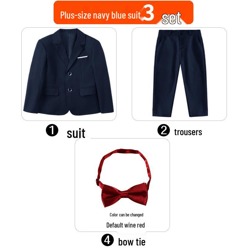 

Plus Size Black Formal Suit Set for Kids - Ideal for Hosting, Piano, and Stage Performances 140cm