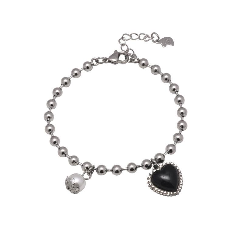 New black love pearl bracelet female design personalized bead chain female ins cold wind hand jewelry girlfriend gift