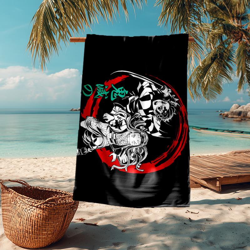 1PC Powerful Demon Anime Beach Towel - Soft, Absorbent Microfiber, Lightweight, Ideal for The Beach, Parties, Travel, Camping fan gifts