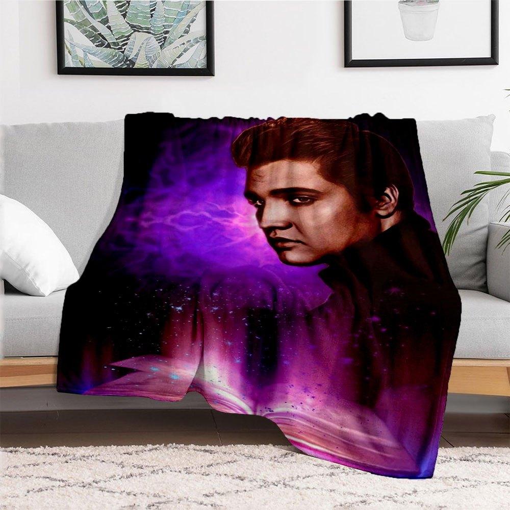 "Elvis Presley: The King of Rock 'n' Roll Art Print"Blanket Flannel Throw Blanket for Sofa, Bed, Travel, Camping, Office, Couch, Chair, And