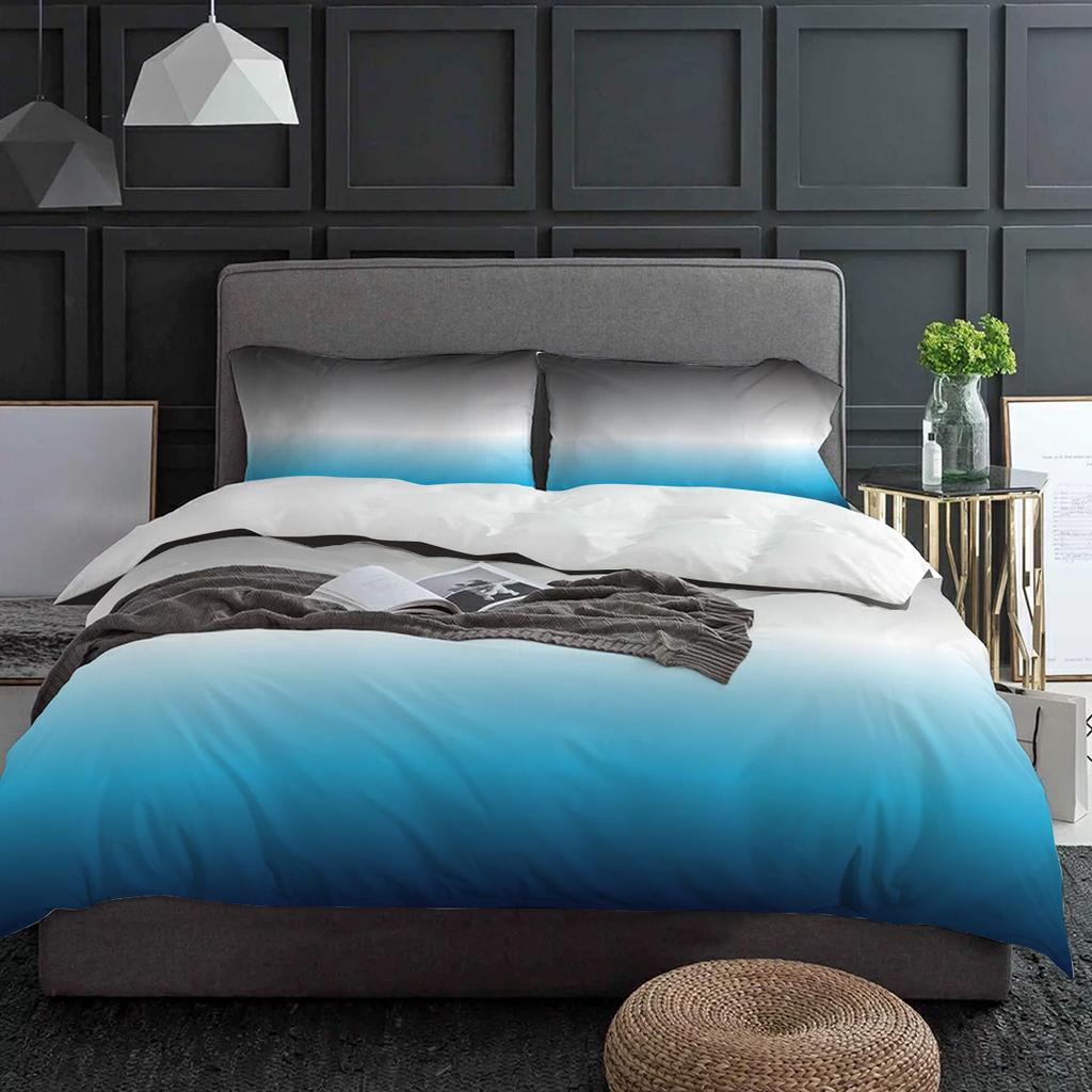 Verlauf Grau Blau Bettbezug Bett Bettwäsche Set Heimtextil Steppdeckenbezug Kissenbezüge Schlafzimmer Doppelbettwäsche Set Kein Bettlaken