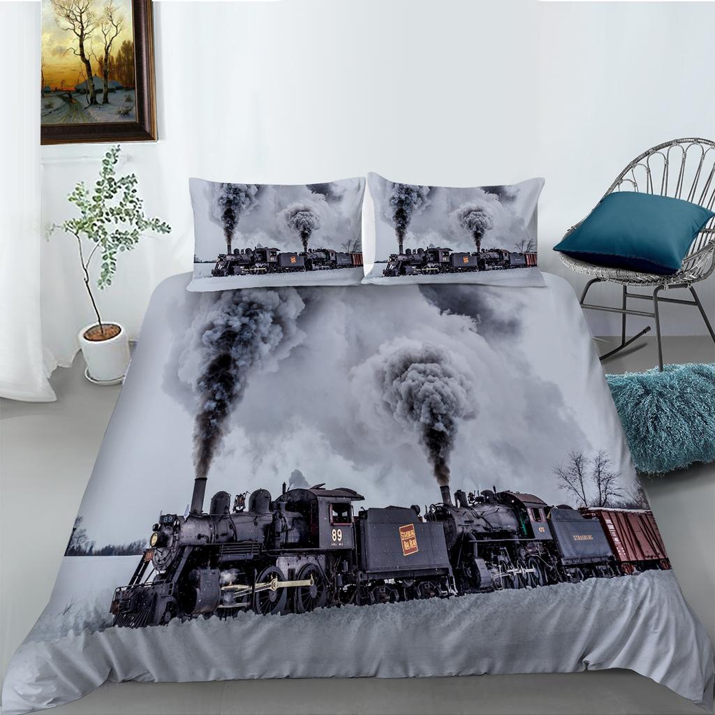 Car Series Printed Bedding Single Double Bed Full Size Pillowcase and Quilt Cover 2 or 3 Comfortable Home Decoration for Boys and Men Car Lovers Room