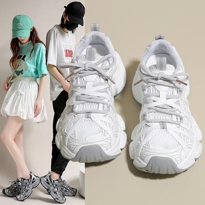 Neue dicke Sohle Riemen Dad Shoes Frühling und Sommer Füße zeigen kleines Spinnennetz atmungsaktive lässige Sneaker
