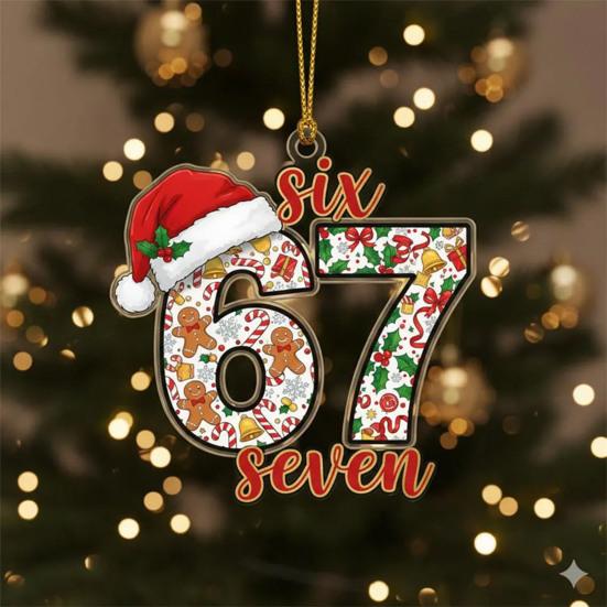 Der Weihnachtsmann sagt Sechs Sieben Ornament Acryl Weihnachtsbaumdeko mit einzigartigem Spruch Festliche Feiertags-Hängedekoration