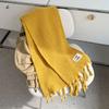 New Knitted Scarf Women's Autumn and Winter Solid Color Korean Version Versatile Tassel Long Warm Men's and Women's Couple Scarf