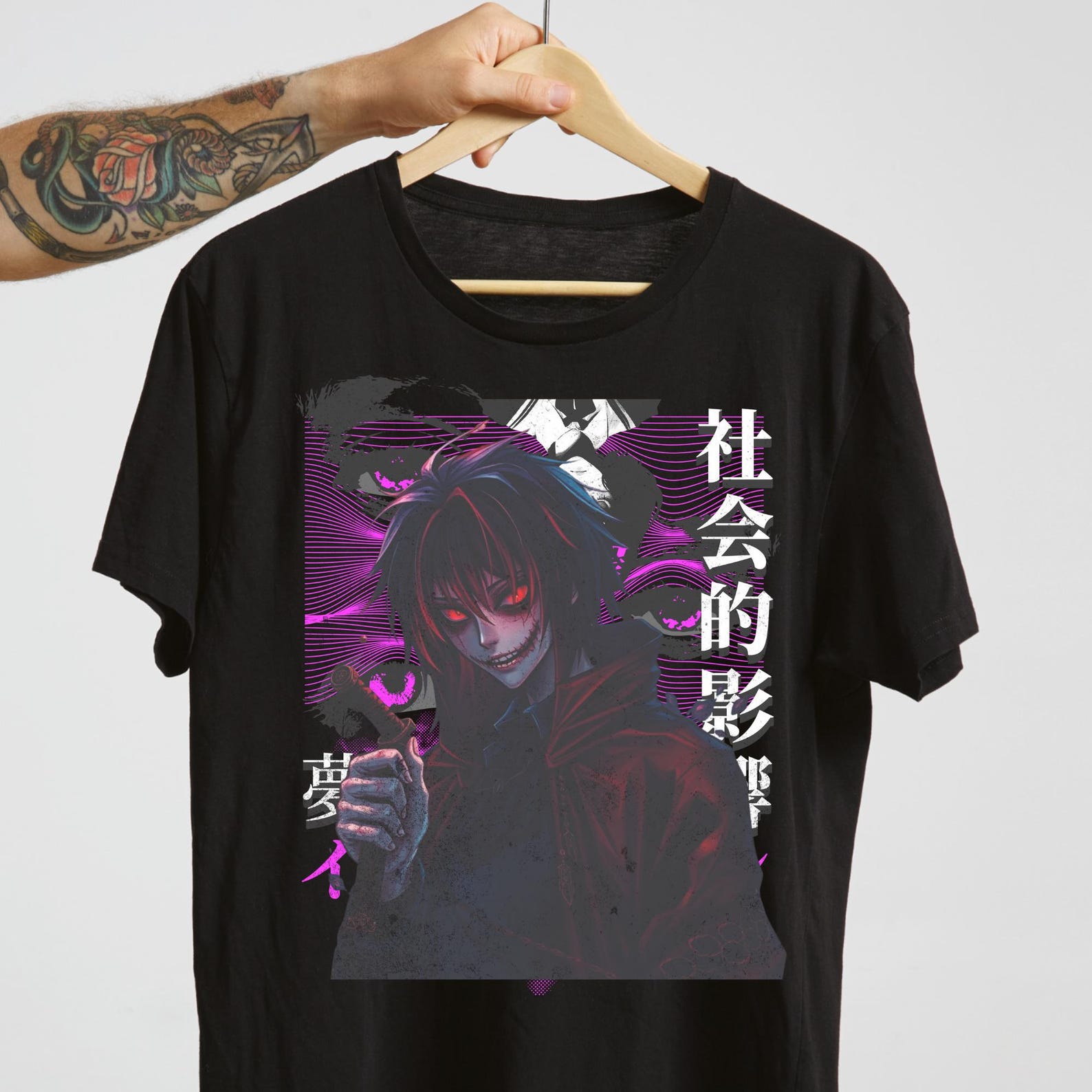 Dark Anime T-shirt: Creepy Vintage Unisex Tee 4XL