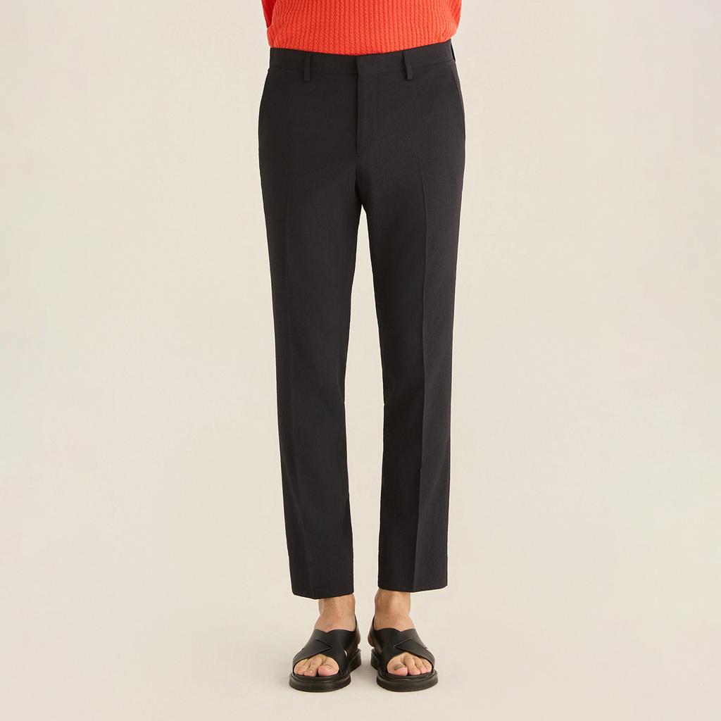 FERRAROMILANO Lightweight Seersack Summer Basic Slacks D/Navy (Am0Gbps20248)