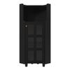 Black Corner Cabinet with Lacquer Finish & LED Lighting – Corner Dresser with App Control, for Living Room, Bookshelf, Bathroom (63.5*124 cm, Black)