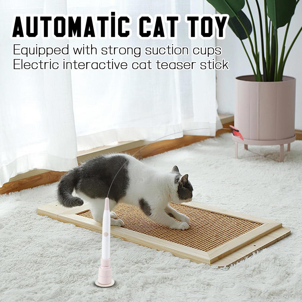 Automatic Toy With Strong Suction Cup - Electric Interactive Teaser Wand For Cats, Hands-Free Play For Boredom & Exercise