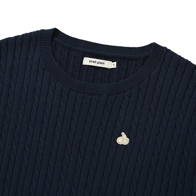 KIRSH Plain Line Point Cable Knit [Navy]