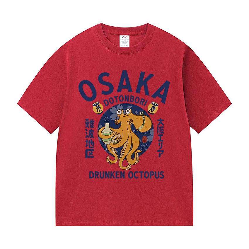 Japanese Osaka Dotonbori Drunken Octopus Food Lover Funny Graphic Tee Shirt Mens Women Fashion High Quality Cotton TShirts Tops
