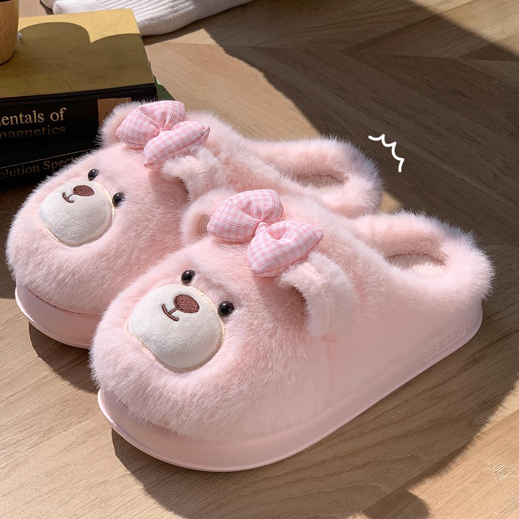 Cartoon Women Home Slippers Plush Warm Thick Bottom Slides Cute Soft Non-slip Slippers Indoor Outdoor Men Casual Slippers