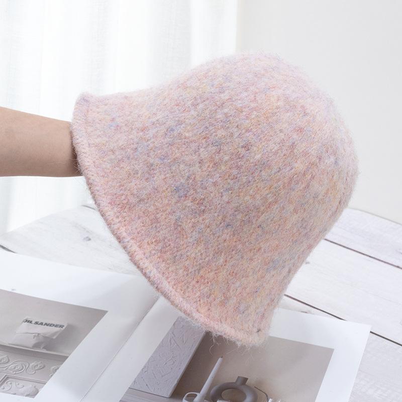 

Plush Knitted Bucket Hat Women s Autumn and Winter Bucket Hat Thermal Basin Hat ONE SIZE рожевий
