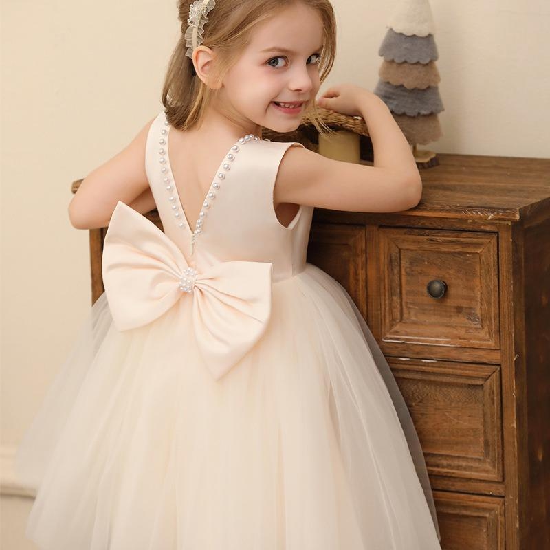 Sleeveless Mesh Tulle Puffy Princess Dress For Kids Girls Wedding Party Birthday