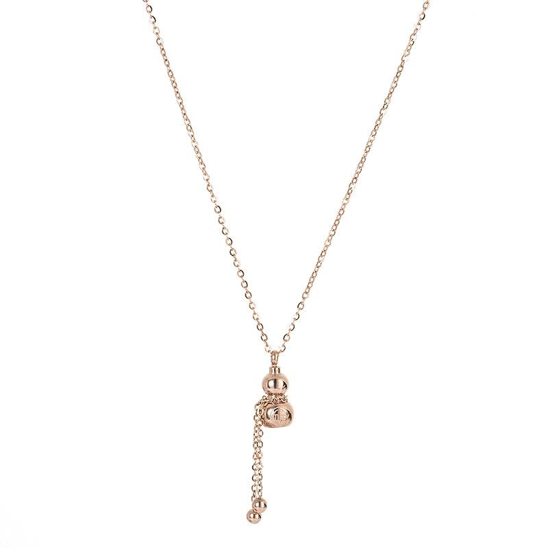 316L Stainless Steel No Fading Chinese Style Lucky Gourd Necklace Simple Stainless Steel Women's Necklace Wholesale Necklace for Women