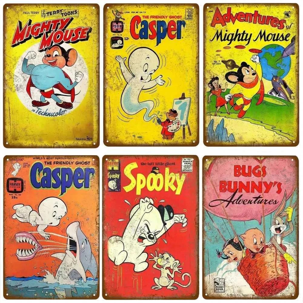 Retro Manga Mouse Metal Logo Tin Logo Poster Bar Plaque Metal Retro Childrens Room Family Bedroom Living Room Wall Art Decoration