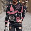 Fashion Men's Crew Neck Long Sleeve 3D Casual Color Printing Western Line Long Sleeve Crew Neck T-Shirt