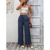 Independent Station Women's Solid Color Loose High Waist Wide Leg Cotton and Linen Trousers for Women