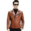 Genuine Leather Jacket Men's Slim Calfskin Motorcycle Leather Jacket Men's Genuine Leather Short Suit Collar Leather Jacket Thin Coat