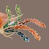Brooch Retro Style Phoenix Design Lapel Pin with Faux Pearl Tassel Sweaters Collars Hats Bags Coats Scarves Badge Outfit Accessory