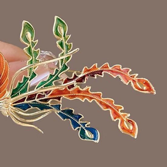 Brooch Retro Style Phoenix Design Lapel Pin with Faux Pearl Tassel Sweaters Collars Hats Bags Coats Scarves Badge Outfit Accessory