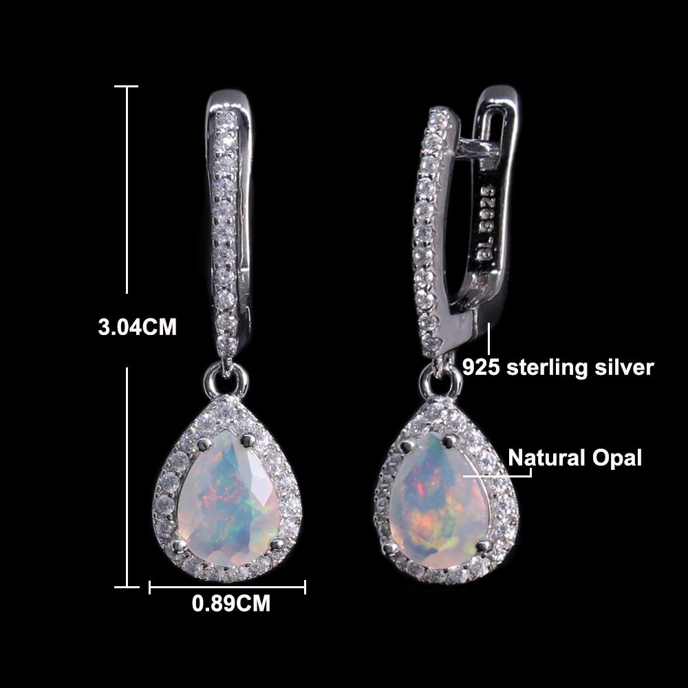 925 Sterling Silver Jewelry Set with  Ethiopia Opal Gemstones Fine Jewelry Earrings Pendant Ring for Women Daily Wear Nice Gift