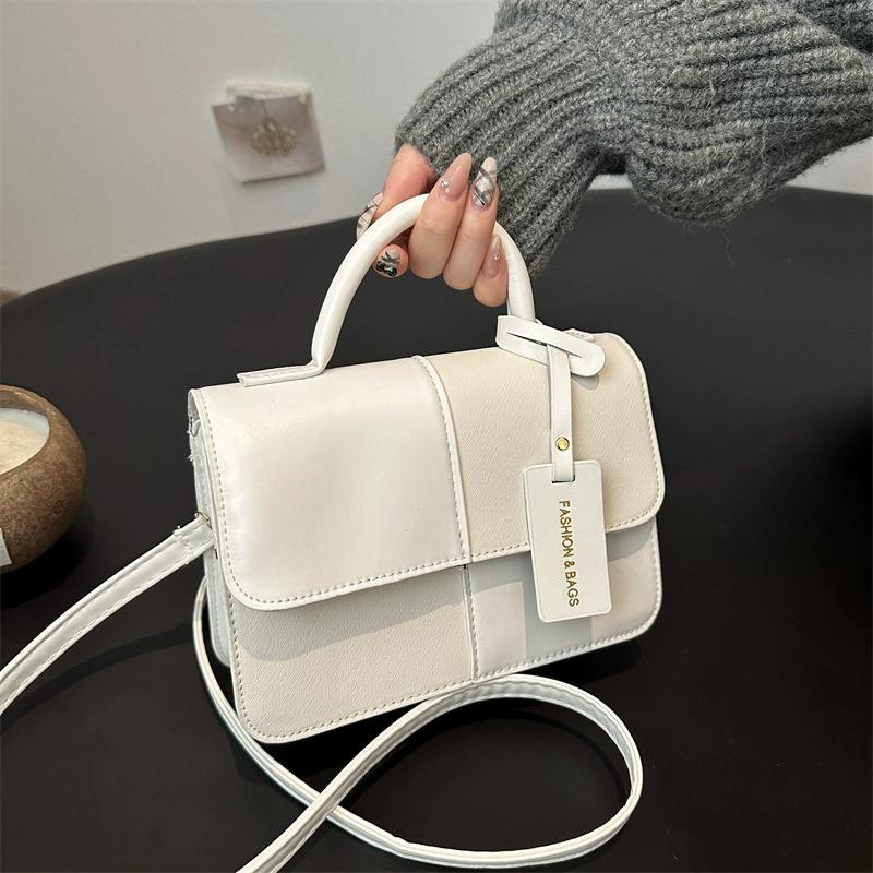 Women's Patchwork PU Leather Handbag, Trendy Versatile Crossbody Shoulder Bag for Daily Commute, Perfect Gift for Her