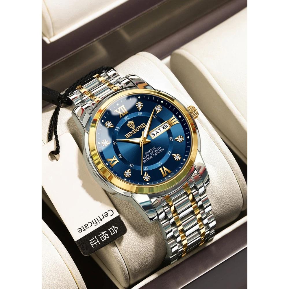 BINBOND Top Brand Luxury Fashion Watch Men 3ATM Waterproof Date Clock Sport Watches Mens Quartz Wristwatch