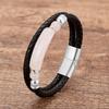 Minimalist Crystal Stone Bracelet Braided Leather Cord Stainless Steel Chain Waterproof Jewelry for Men Women Daily Use
